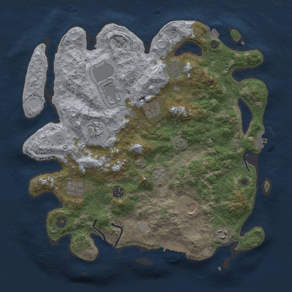 Rust Map: Procedural Map, Size: 3800, Seed: 5317014, 17 Monuments