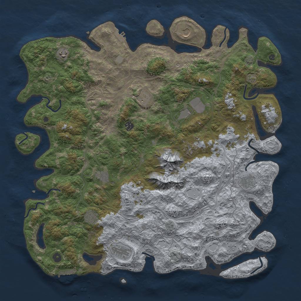 Rust Map: Procedural Map, Size: 5000, Seed: 999888777, 19 Monuments