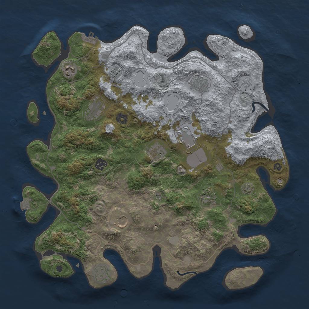 Rust Map: Procedural Map, Size: 4000, Seed: 436093736, 17 Monuments