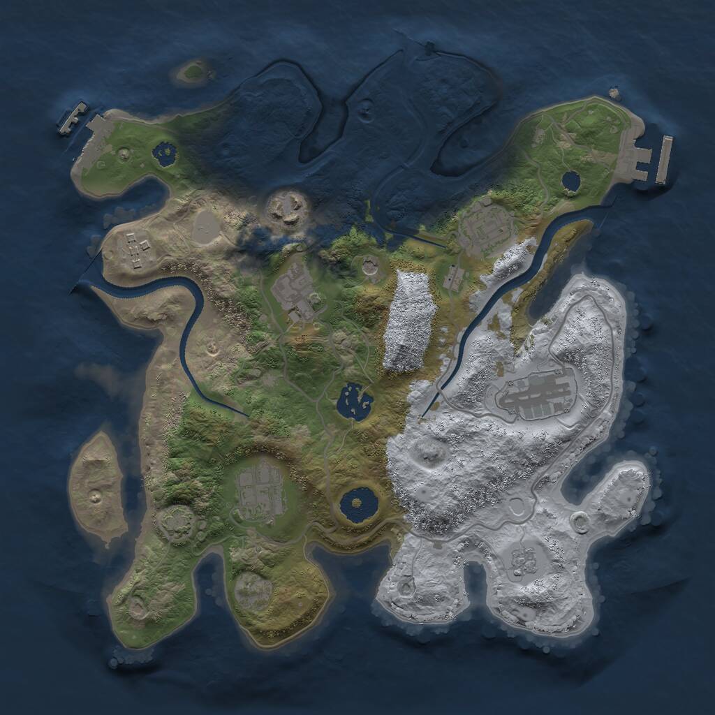 Rust Map: Procedural Map, Size: 3000, Seed: 1570486, 13 Monuments