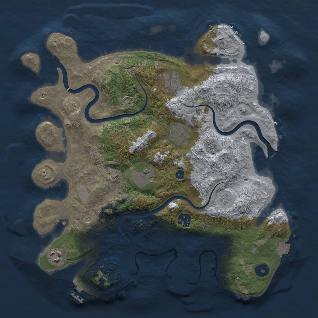 Rust Map: Procedural Map, Size: 3500, Seed: 332823860, 12 Monuments