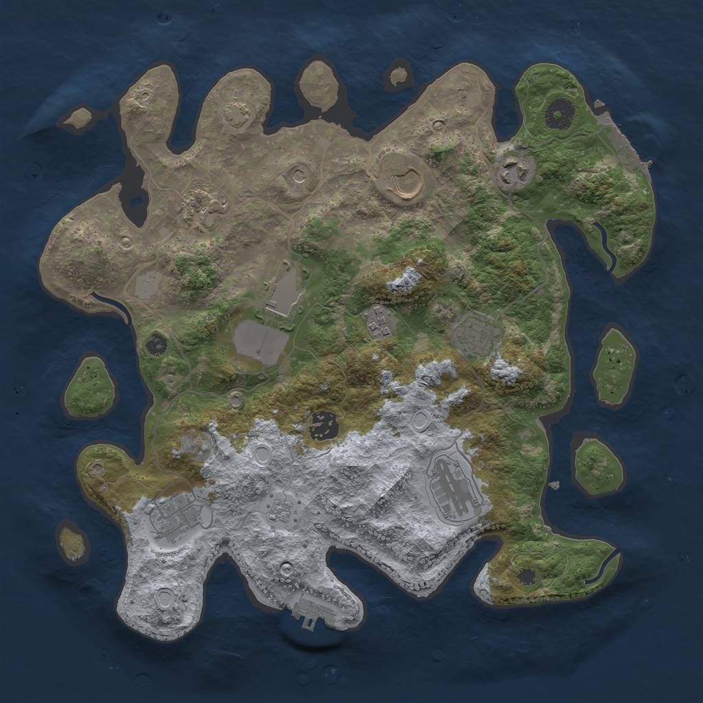 Rust Map: Procedural Map, Size: 3500, Seed: 1293317879, 17 Monuments