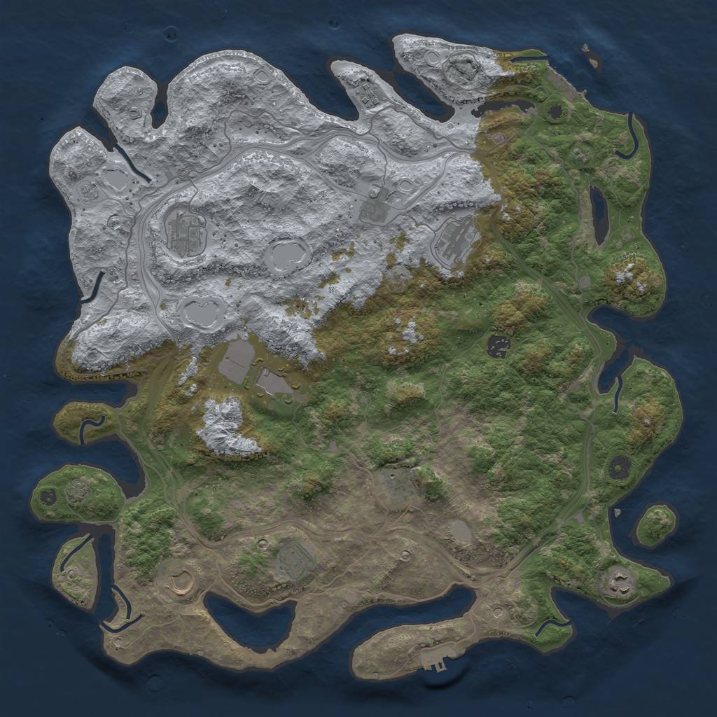 Rust Map: Procedural Map, Size: 4500, Seed: 1593943804, 18 Monuments