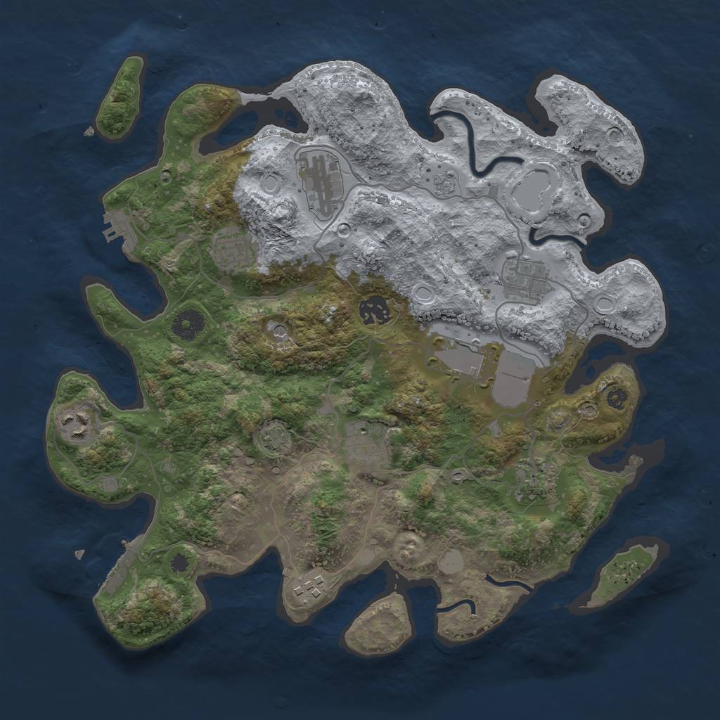 Rust Map: Procedural Map, Size: 3500, Seed: 436008376, 17 Monuments