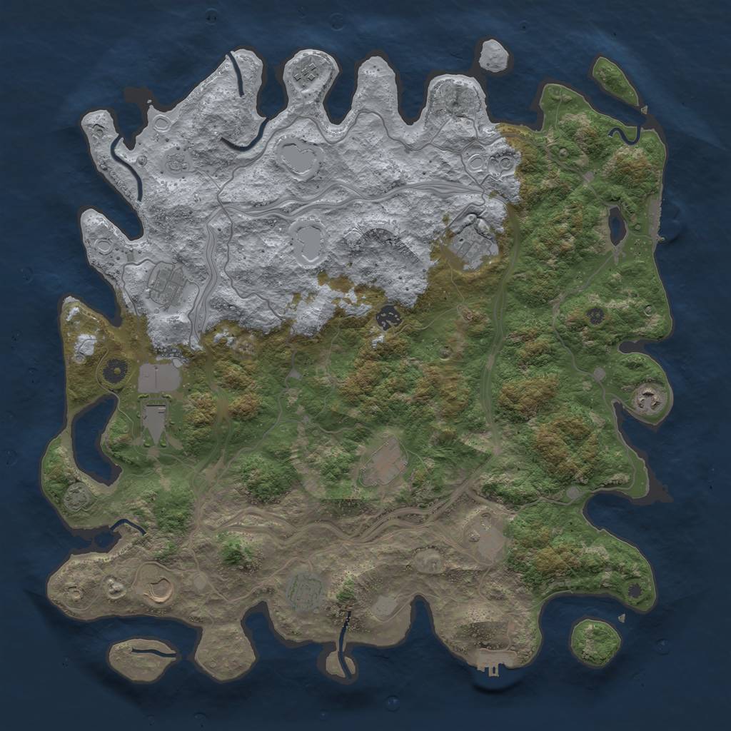 Rust Map: Procedural Map, Size: 4500, Seed: 36837915, 18 Monuments