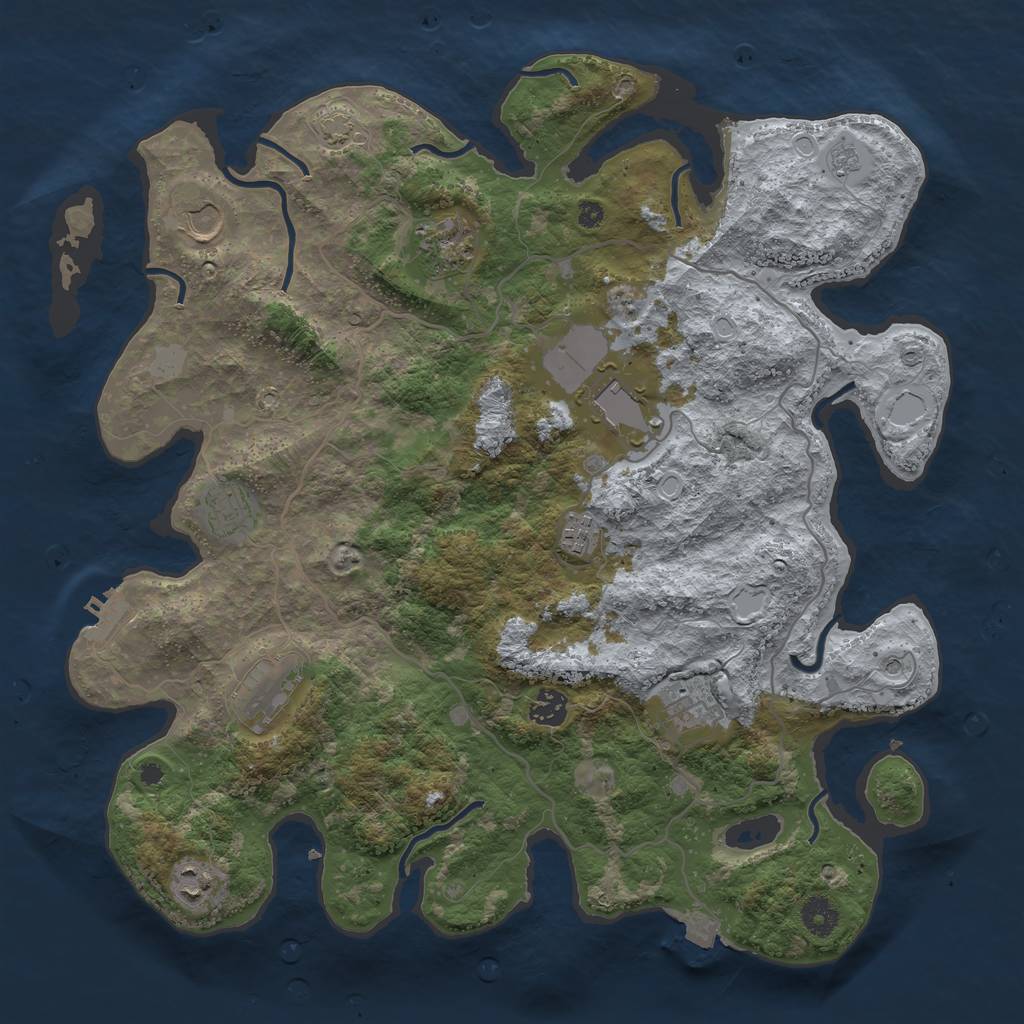 Rust Map: Procedural Map, Size: 4000, Seed: 650737467, 16 Monuments