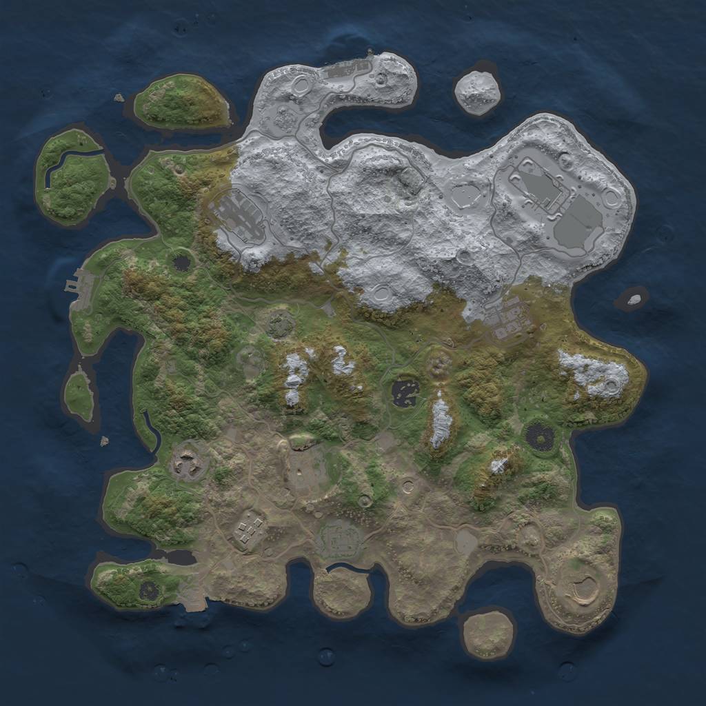 Rust Map: Procedural Map, Size: 3700, Seed: 1873087344, 17 Monuments