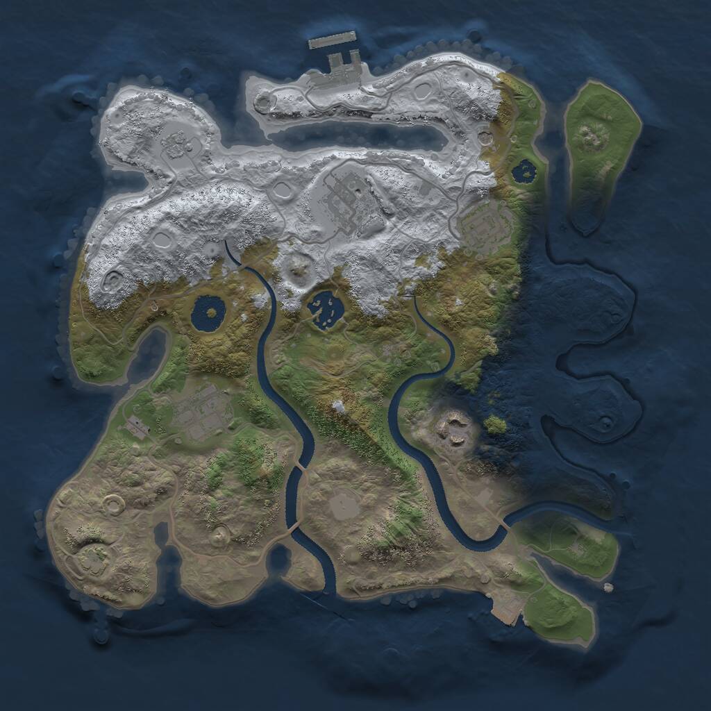 Rust Map: Procedural Map, Size: 3000, Seed: 1000398298, 10 Monuments