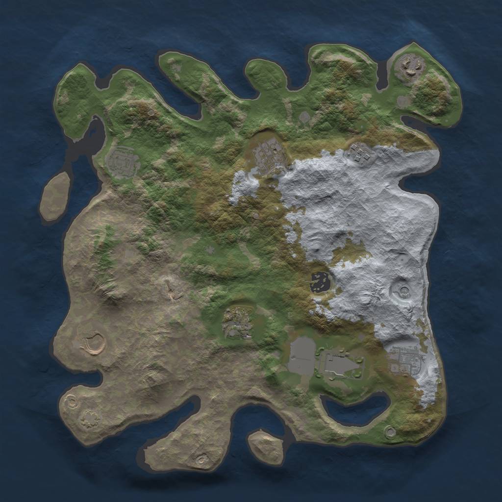 Rust Map: Barren, Size: 3500, Seed: 51577, 13 Monuments