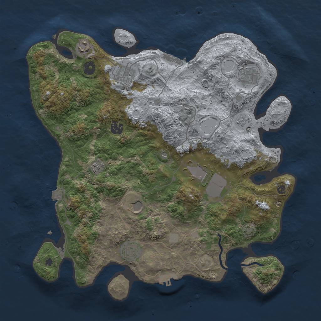 Rust Map: Procedural Map, Size: 3700, Seed: 297078972, 16 Monuments