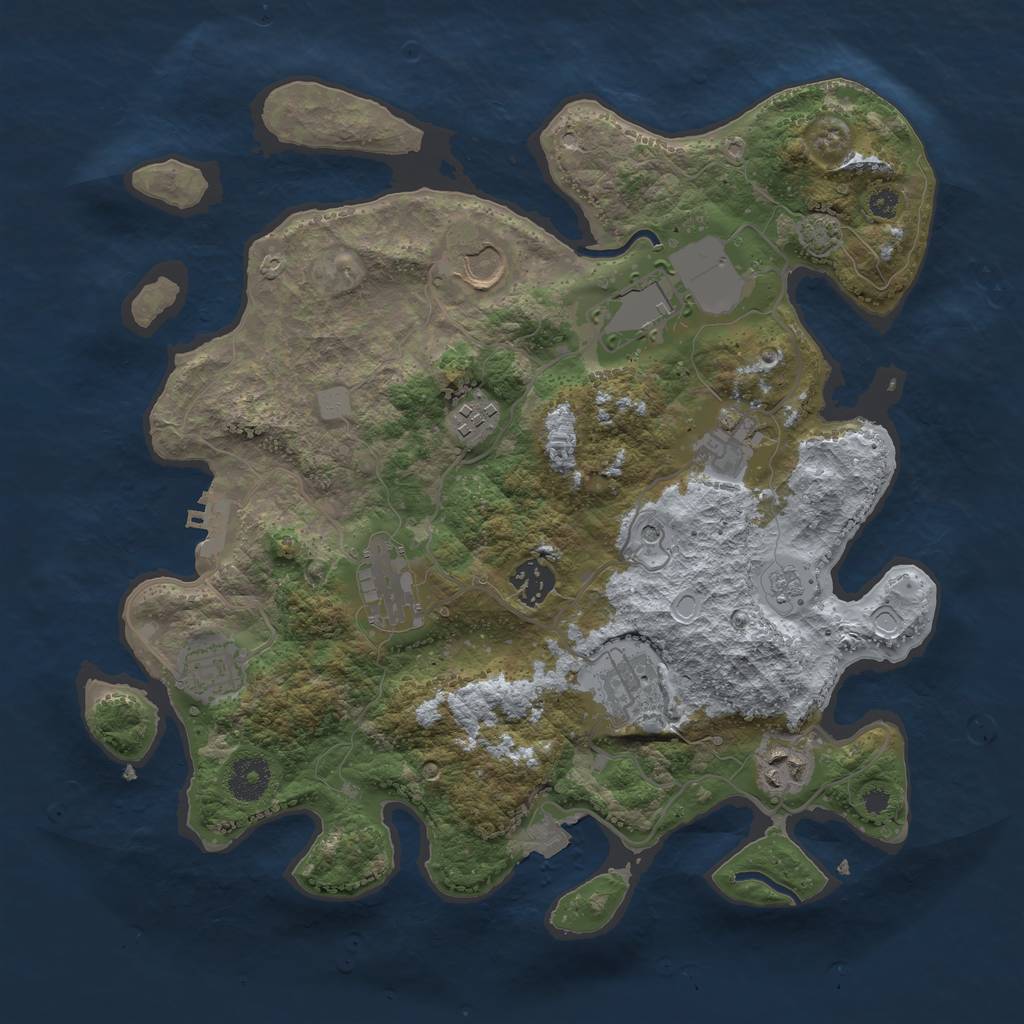 Rust Map: Procedural Map, Size: 3500, Seed: 382910232, 16 Monuments