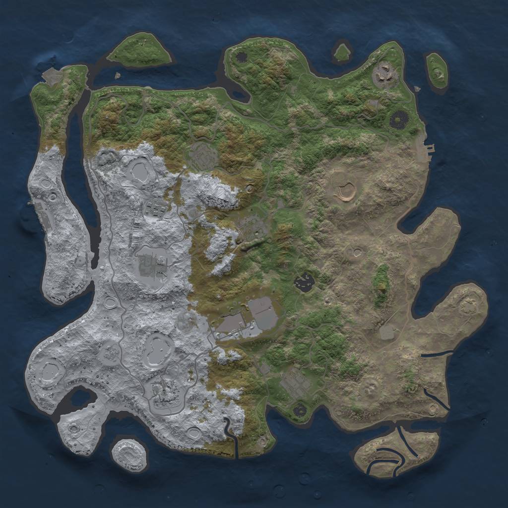 Rust Map: Procedural Map, Size: 4000, Seed: 6355, 18 Monuments