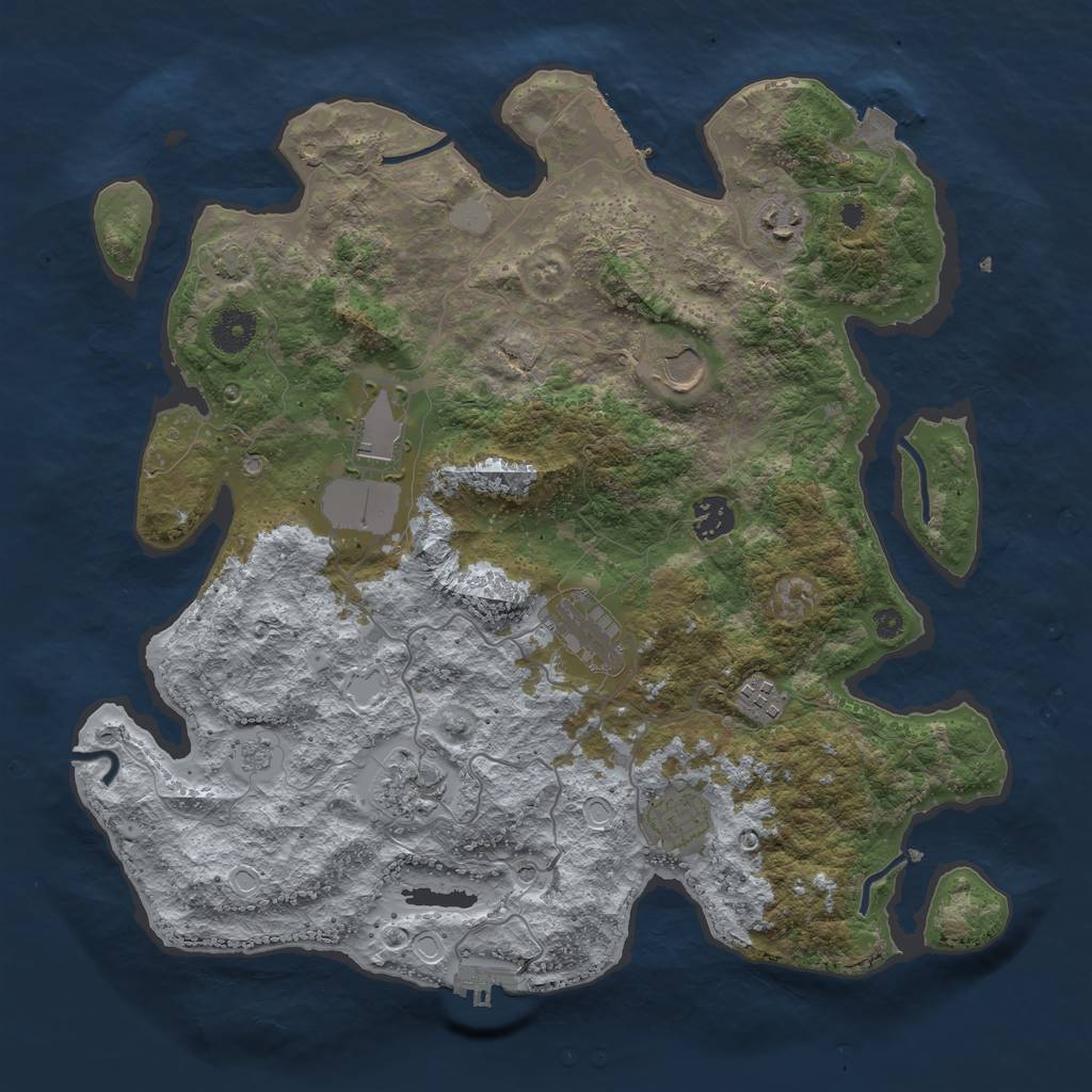Rust Map: Procedural Map, Size: 3750, Seed: 685882499, 16 Monuments