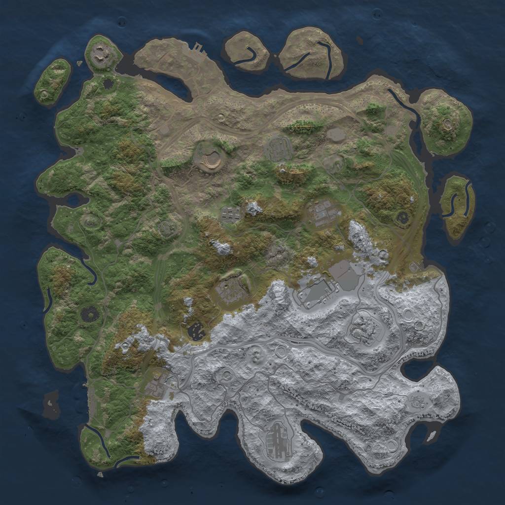 Rust Map: Procedural Map, Size: 4300, Seed: 30717033, 19 Monuments