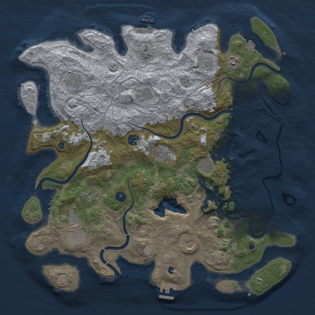 Rust Map: Procedural Map, Size: 4400, Seed: 76018333, 17 Monuments