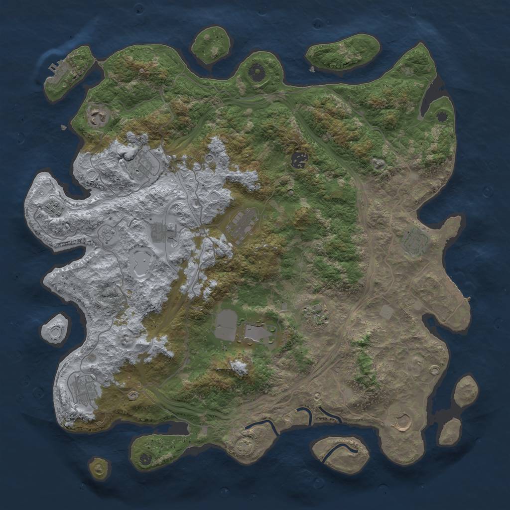 Rust Map: Procedural Map, Size: 4400, Seed: 568616, 19 Monuments