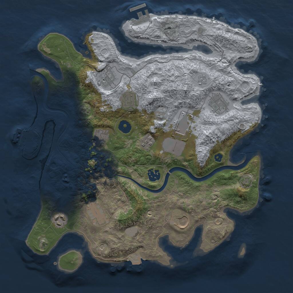 Rust Map: Procedural Map, Size: 3500, Seed: 1186061543, 16 Monuments