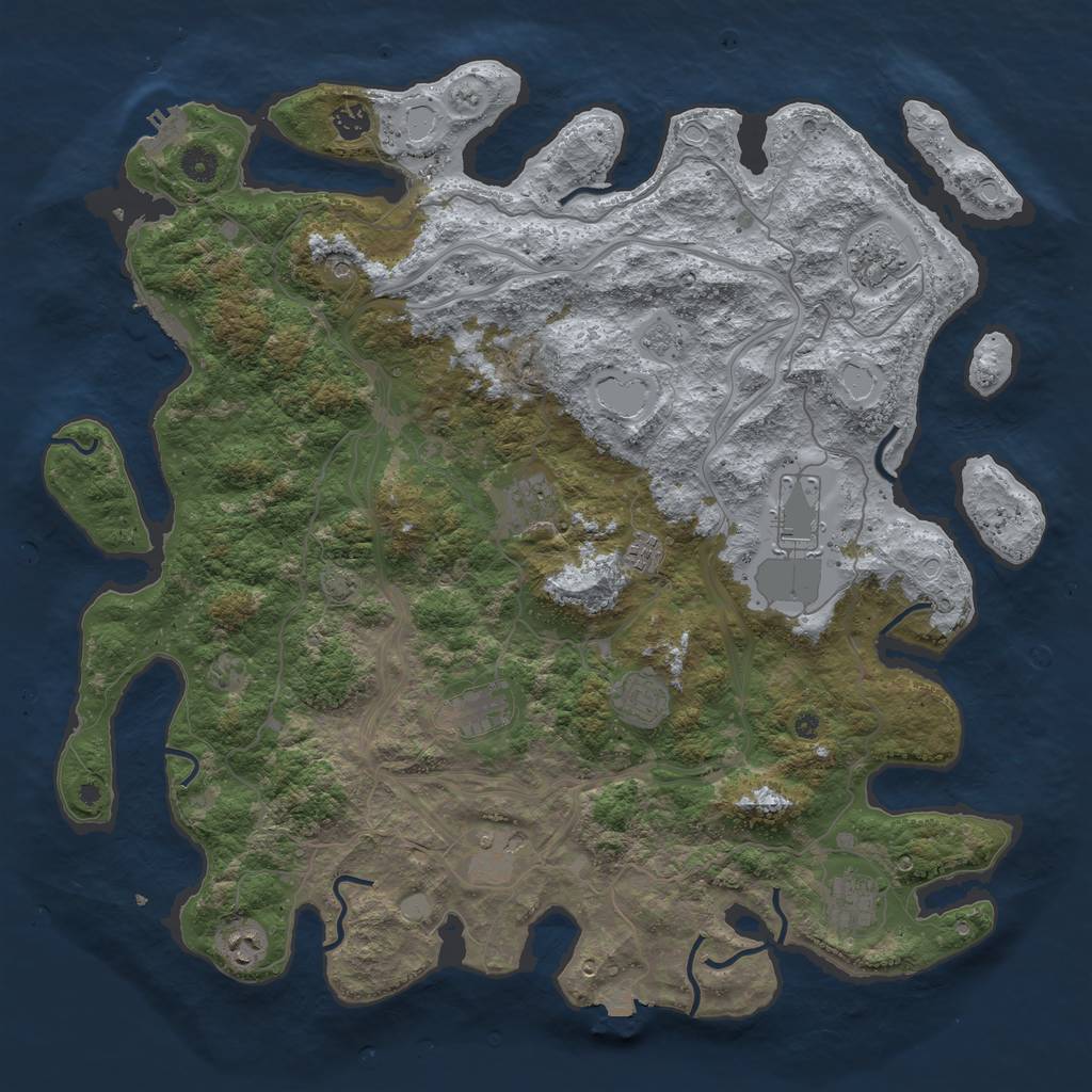 Rust Map: Procedural Map, Size: 4500, Seed: 1799810152, 18 Monuments