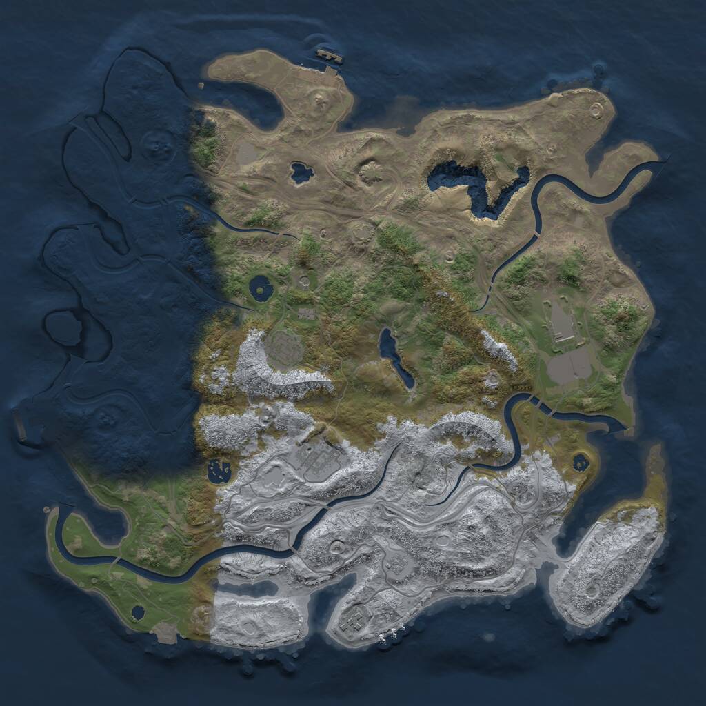 Rust Map: Procedural Map, Size: 4250, Seed: 629989530, 11 Monuments