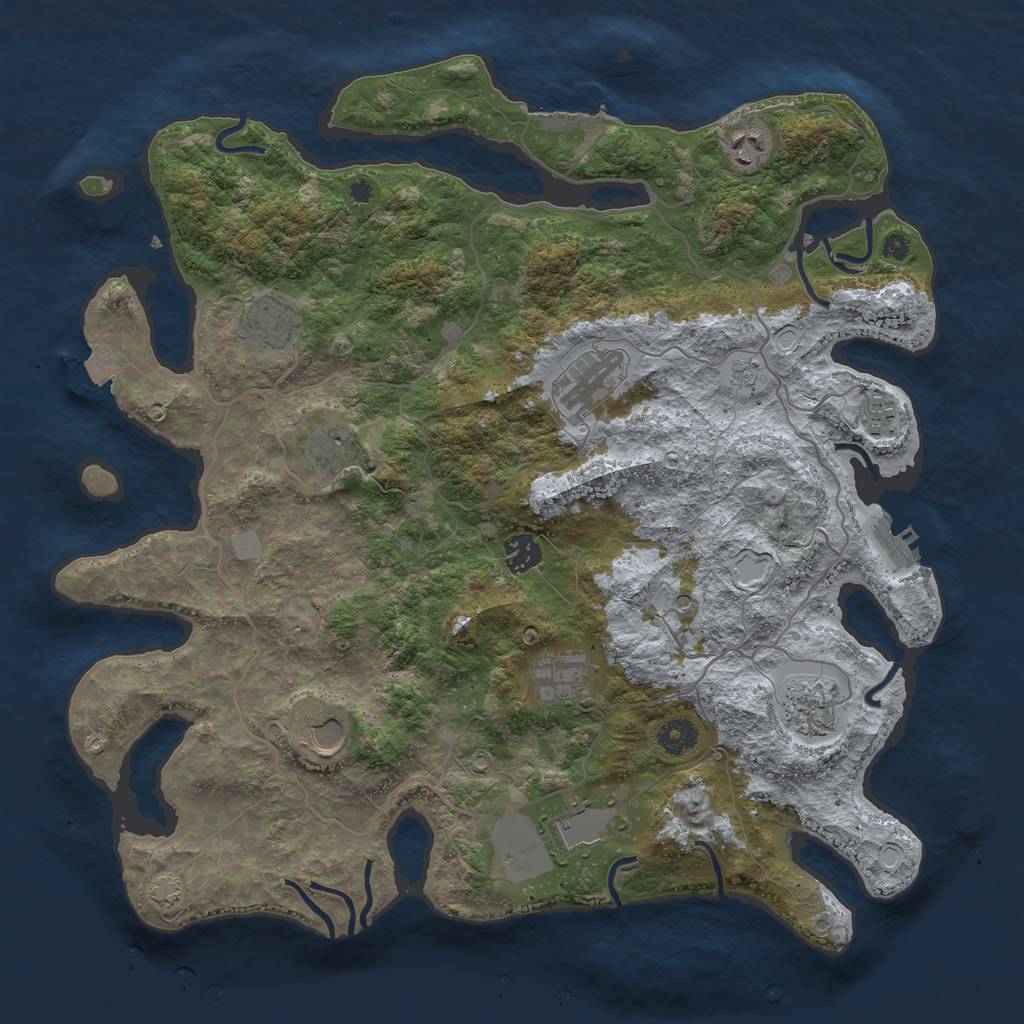 Rust Map: Procedural Map, Size: 4000, Seed: 1078645078, 18 Monuments