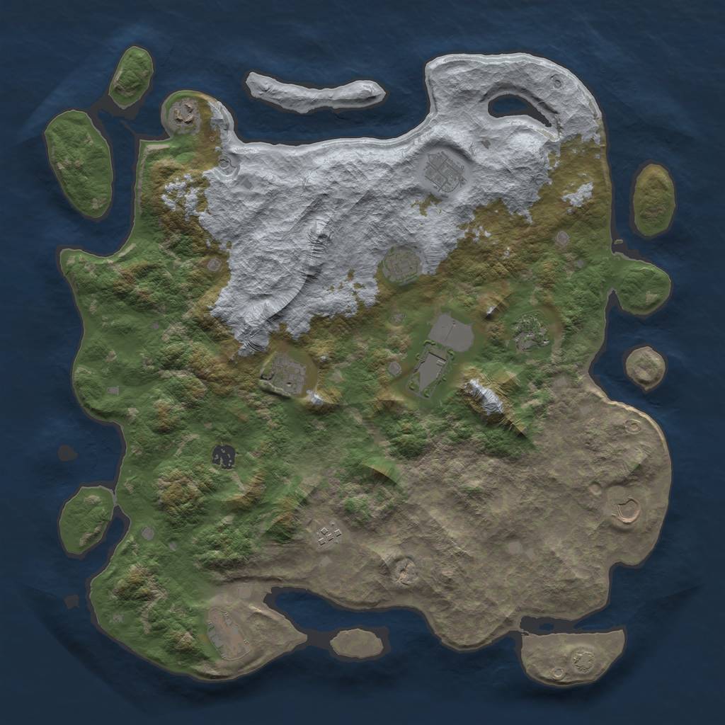 Rust Map: Barren, Size: 4500, Seed: 5, 14 Monuments