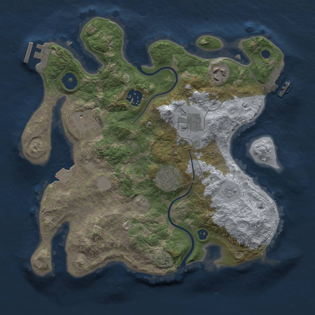 Rust Map: Procedural Map, Size: 3000, Seed: 6444, 10 Monuments