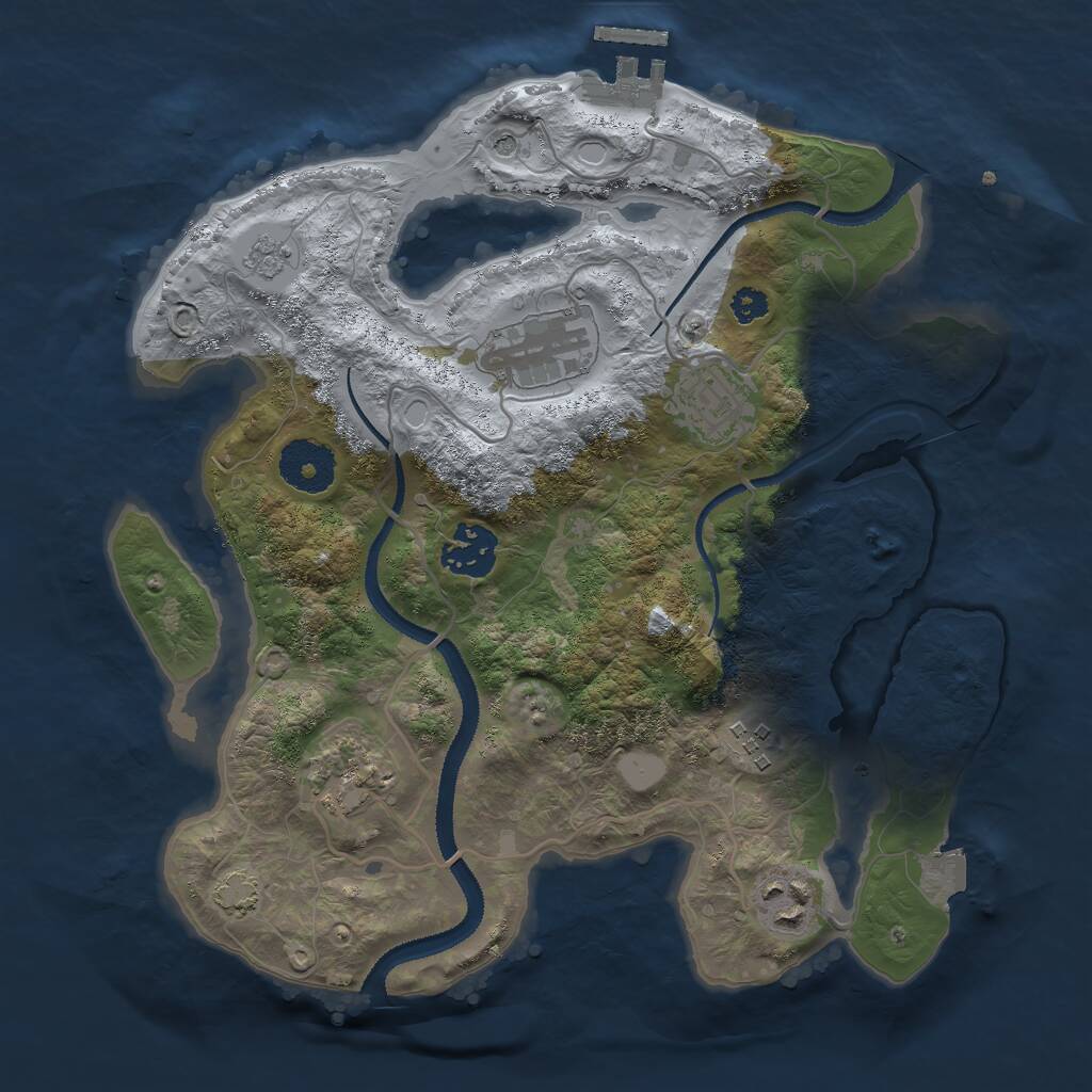 Rust Map: Procedural Map, Size: 3000, Seed: 752120024, 11 Monuments