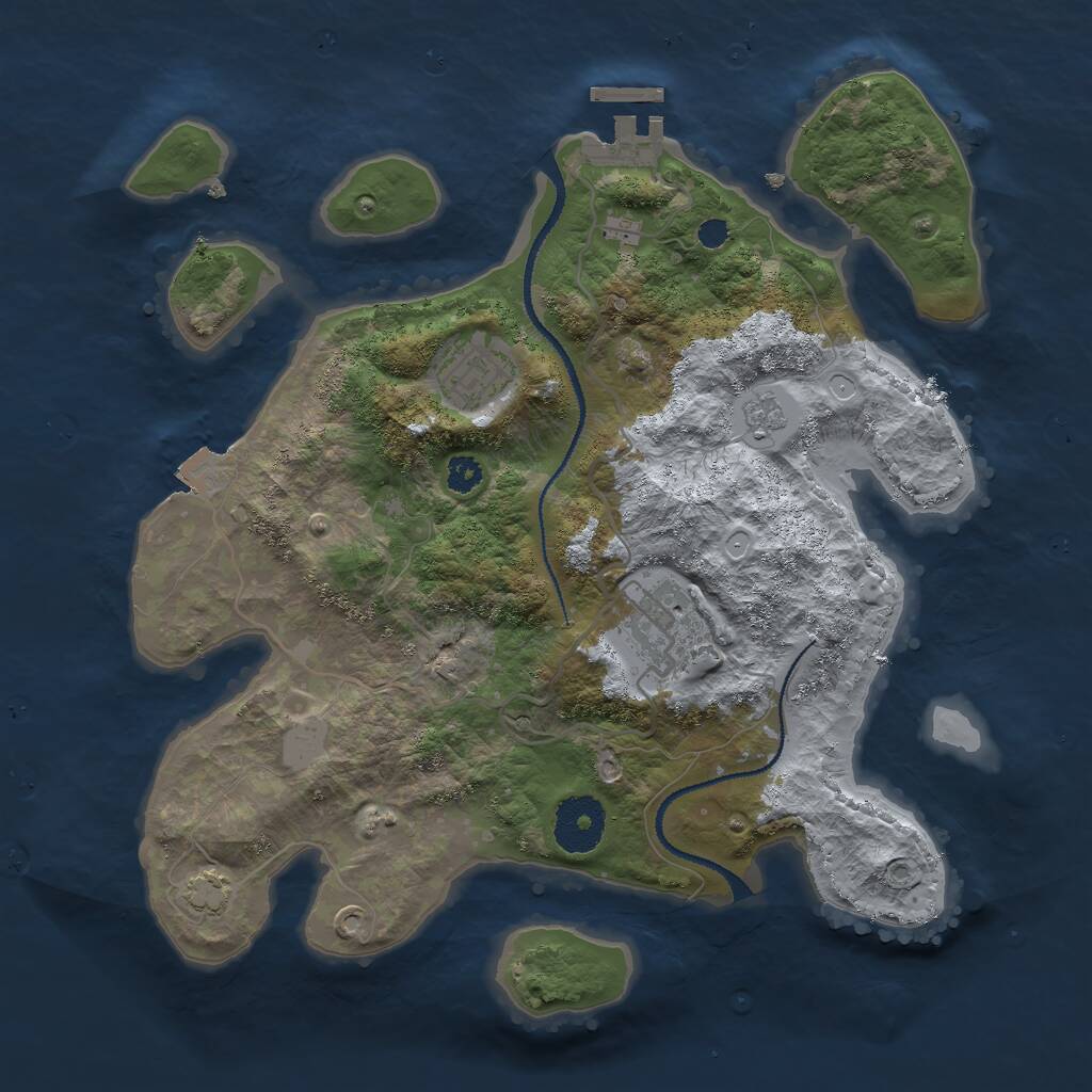 Rust Map: Procedural Map, Size: 3000, Seed: 28294, 6 Monuments