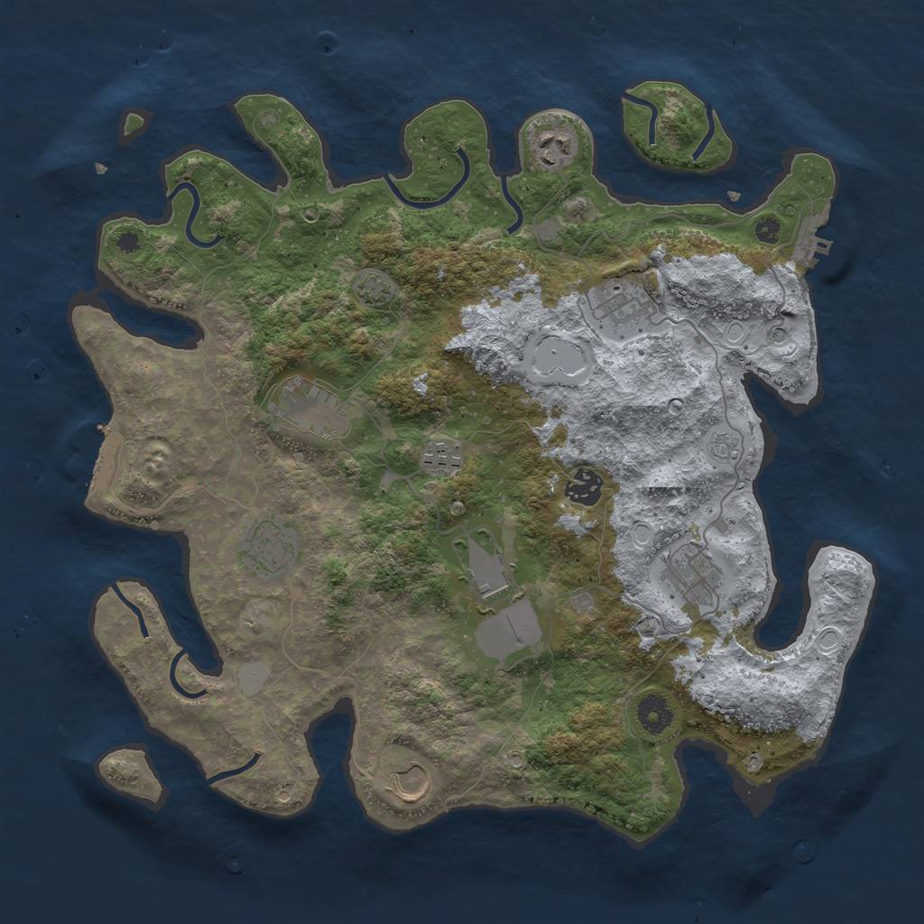 Rust Map: Procedural Map, Size: 3750, Seed: 22276001, 17 Monuments