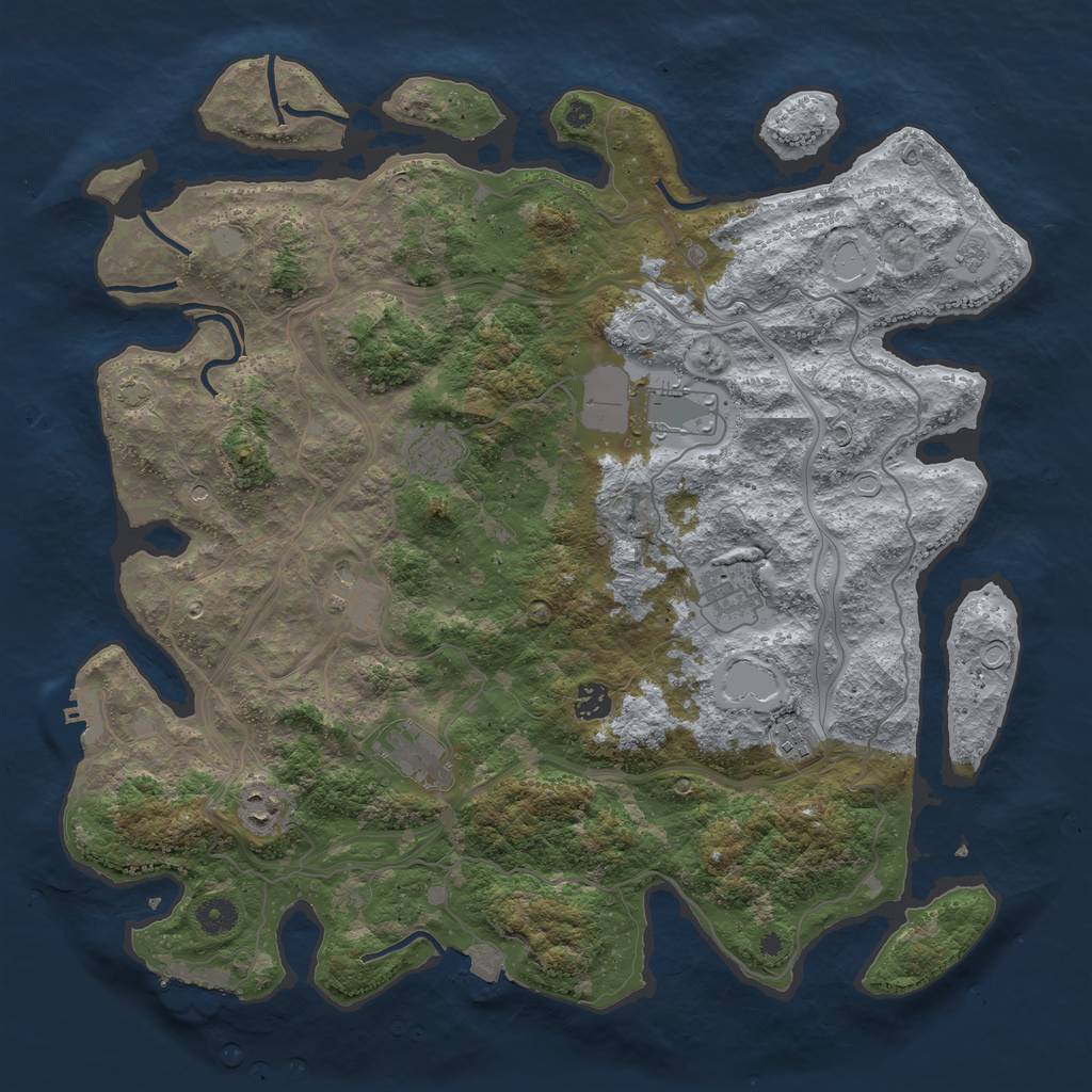 Rust Map: Procedural Map, Size: 4250, Seed: 1270689209, 16 Monuments