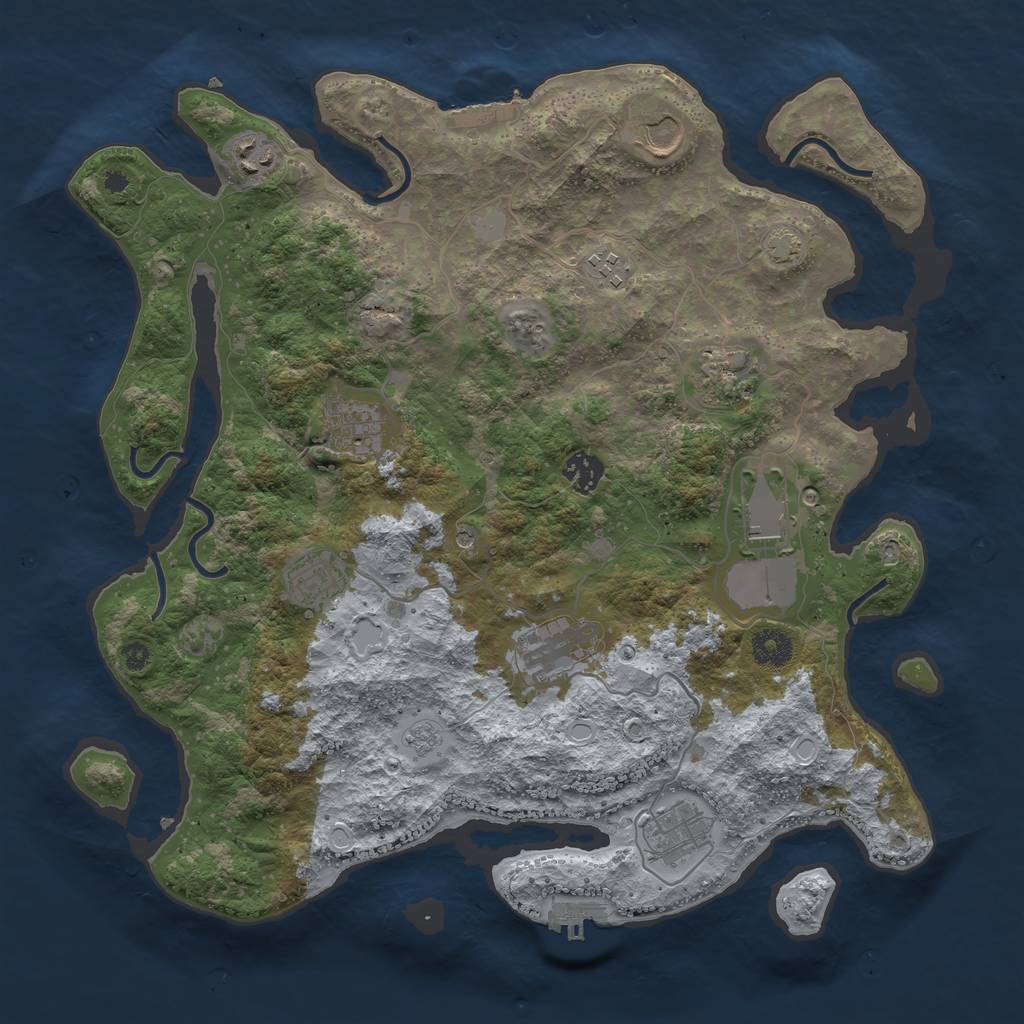 Rust Map: Procedural Map, Size: 3800, Seed: 813612541, 18 Monuments