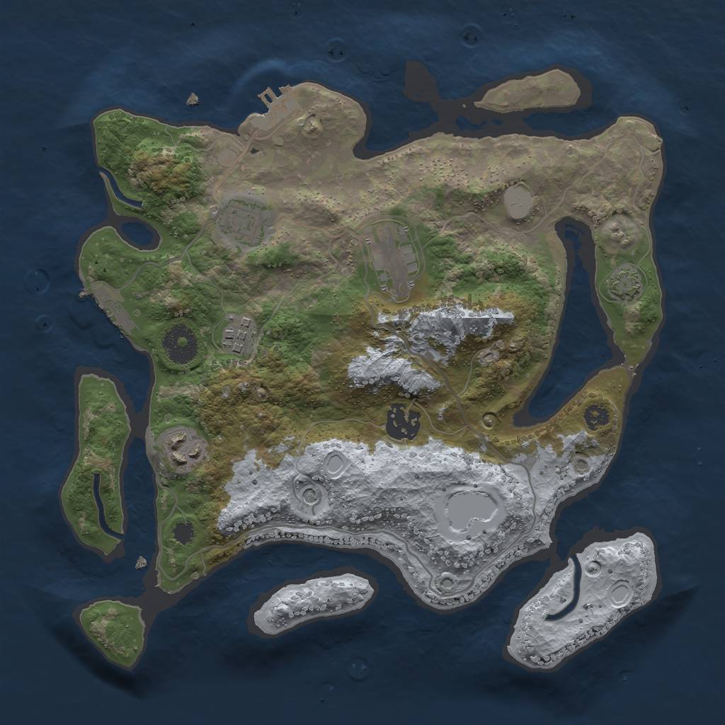 Rust Map: Procedural Map, Size: 3000, Seed: 967563264, 12 Monuments