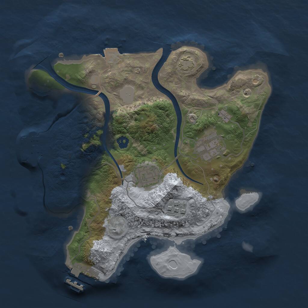 Rust Map: Procedural Map, Size: 2500, Seed: 475123646, 7 Monuments
