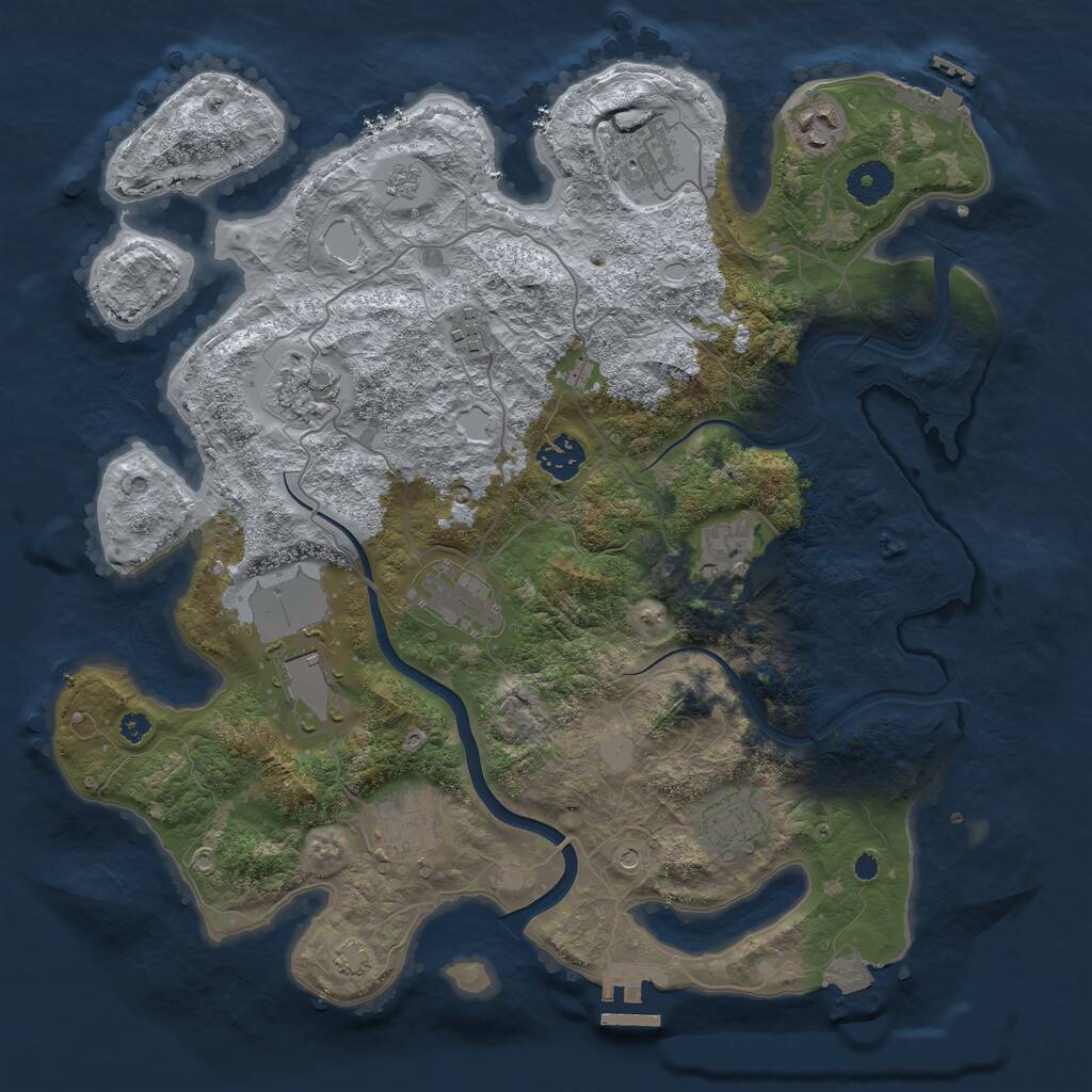 Rust Map: Procedural Map, Size: 3709, Seed: 88124, 16 Monuments