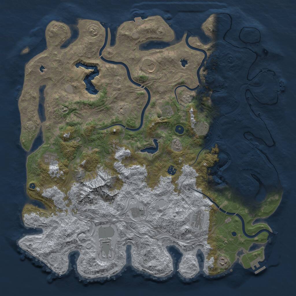 Rust Map: Procedural Map, Size: 5000, Seed: 696974, 17 Monuments