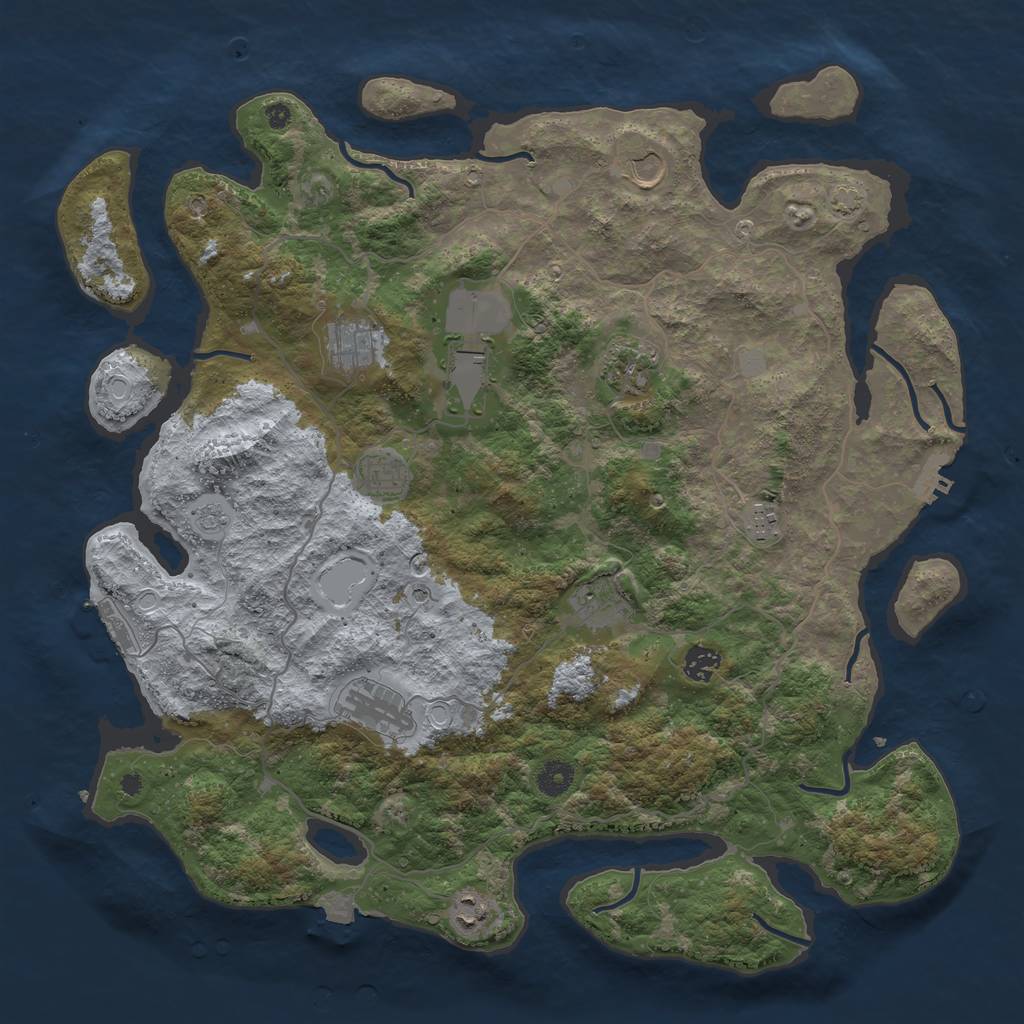 Rust Map: Procedural Map, Size: 4233, Seed: 1817018075, 18 Monuments