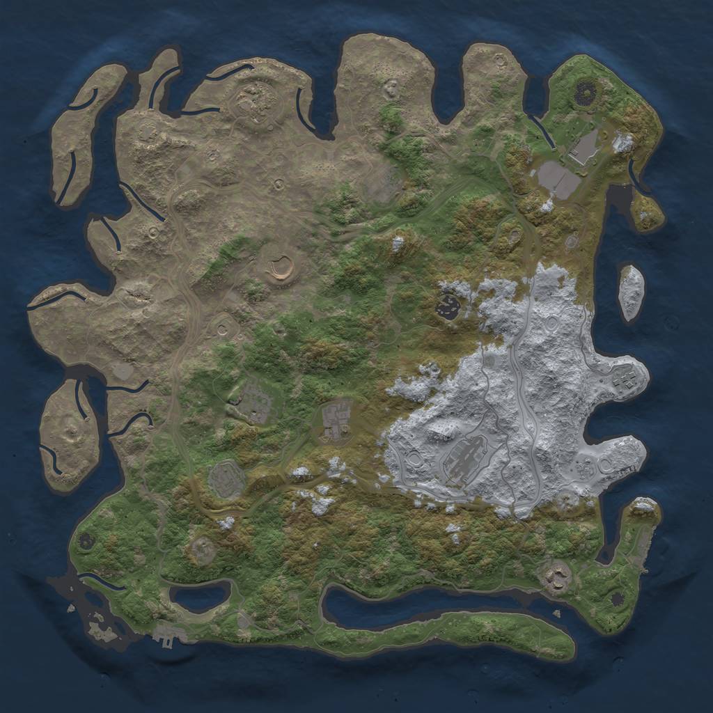 Rust Map: Procedural Map, Size: 4500, Seed: 74372035, 19 Monuments