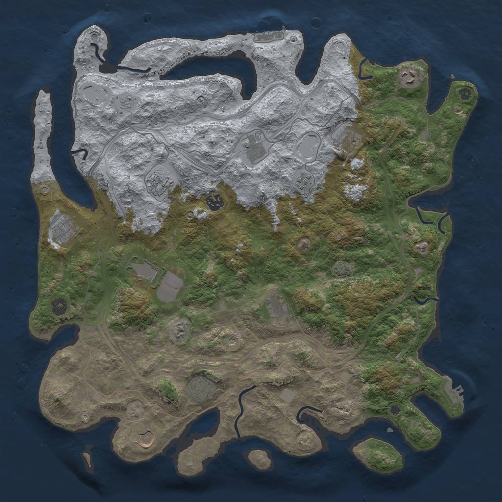 Rust Map: Procedural Map, Size: 4500, Seed: 383907245, 19 Monuments