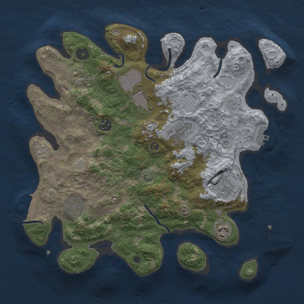 Rust Map: Procedural Map, Size: 3500, Seed: 167163824, 16 Monuments