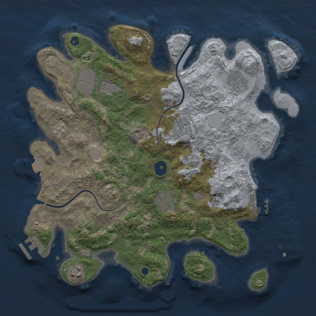 Rust Map: Procedural Map, Size: 3500, Seed: 167163824, 12 Monuments