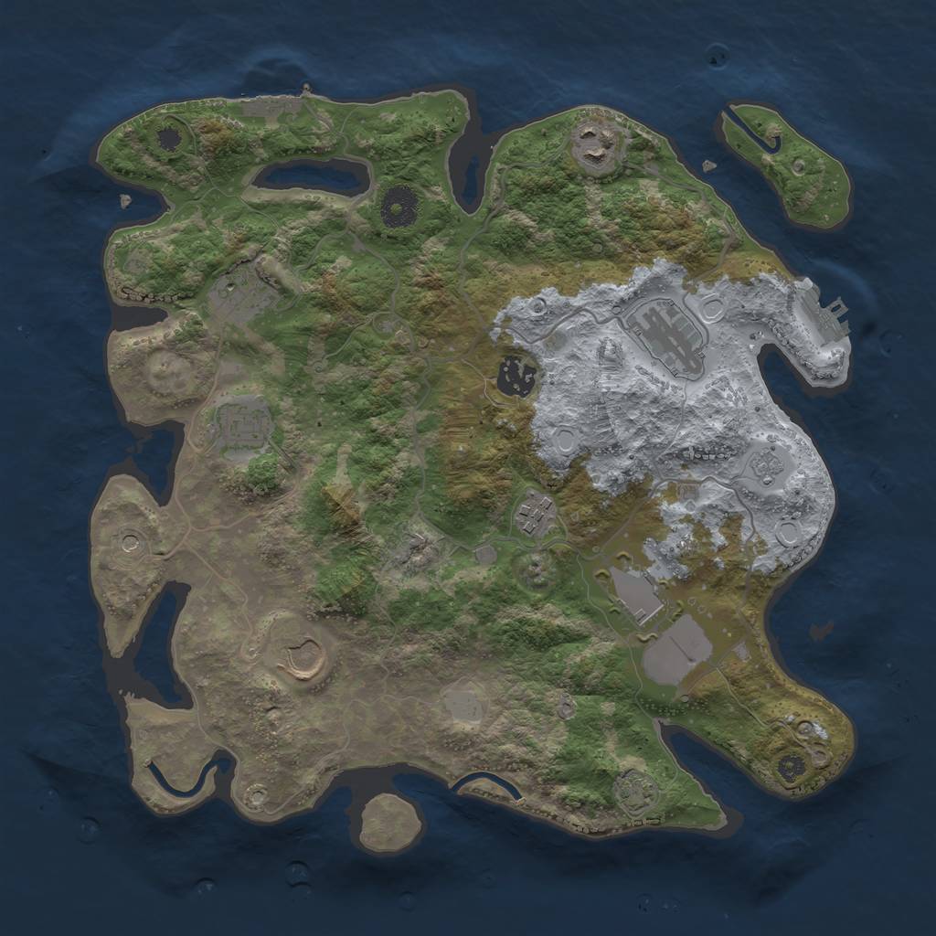 Rust Map: Procedural Map, Size: 3500, Seed: 516120685, 16 Monuments