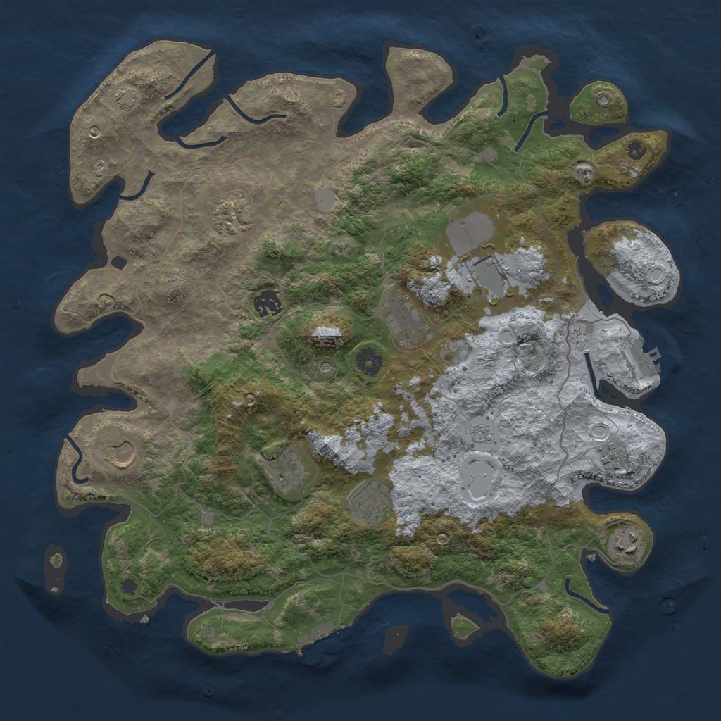 Rust Map: Procedural Map, Size: 4000, Seed: 608567928, 17 Monuments