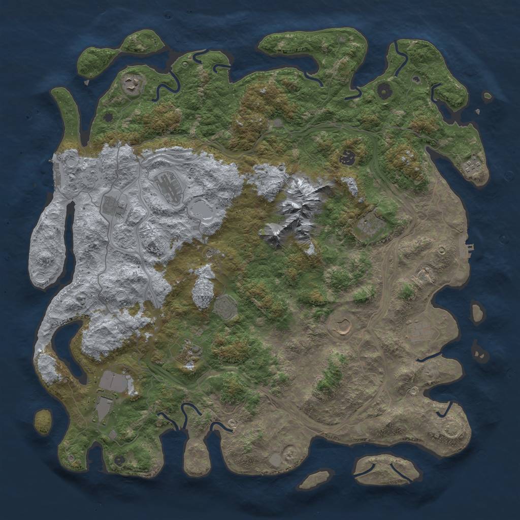Rust Map: Procedural Map, Size: 5000, Seed: 379744033, 19 Monuments