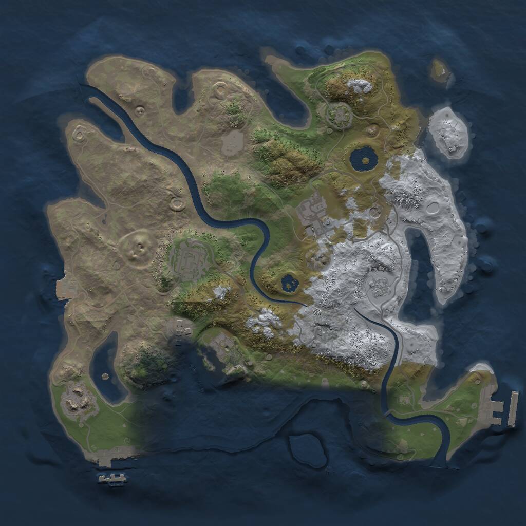 Rust Map: Procedural Map, Size: 3000, Seed: 1077888530, 11 Monuments