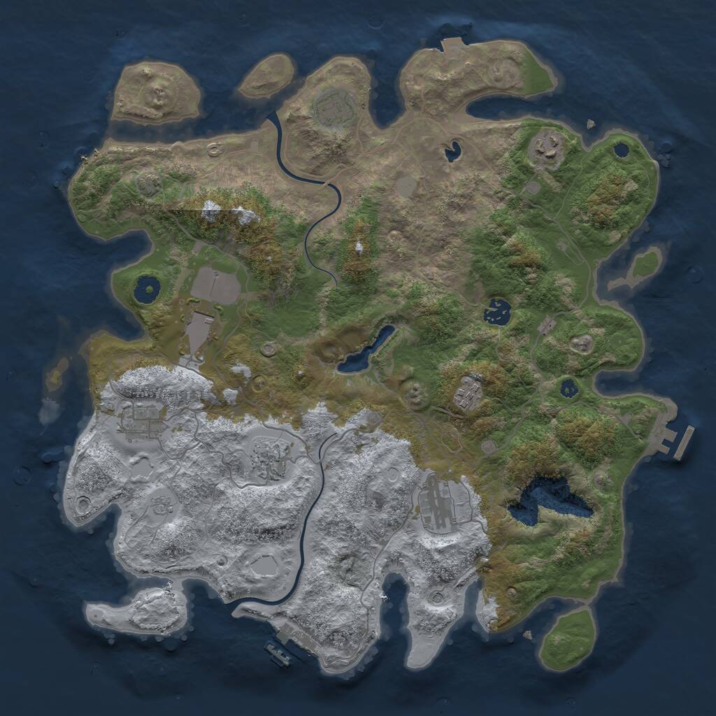 Rust Map: Procedural Map, Size: 4000, Seed: 2021871268, 14 Monuments