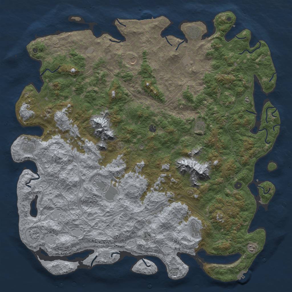 Rust Map: Procedural Map, Size: 6000, Seed: 871949, 19 Monuments