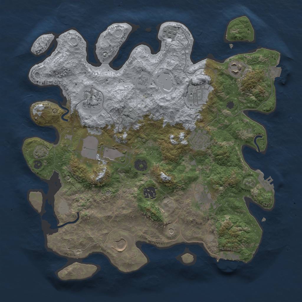 Rust Map: Procedural Map, Size: 3500, Seed: 386630304, 17 Monuments
