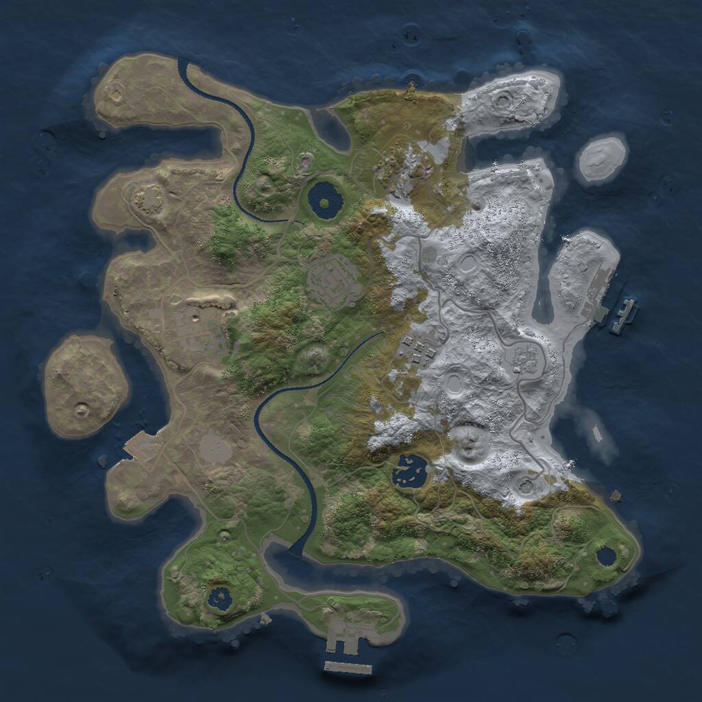 Rust Map: Procedural Map, Size: 3000, Seed: 721919770, 11 Monuments