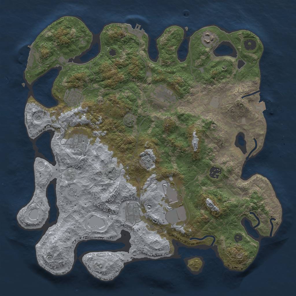 Rust Map: Procedural Map, Size: 3750, Seed: 708424791, 16 Monuments