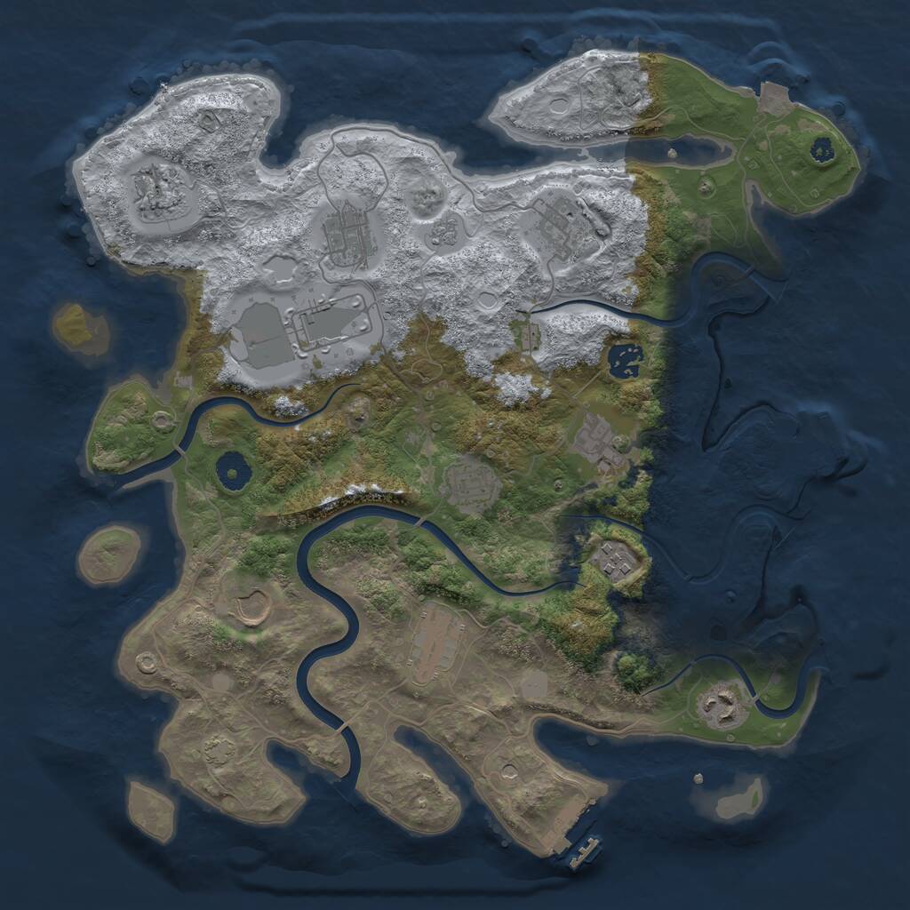 Rust Map: Procedural Map, Size: 3750, Seed: 1860959268, 17 Monuments
